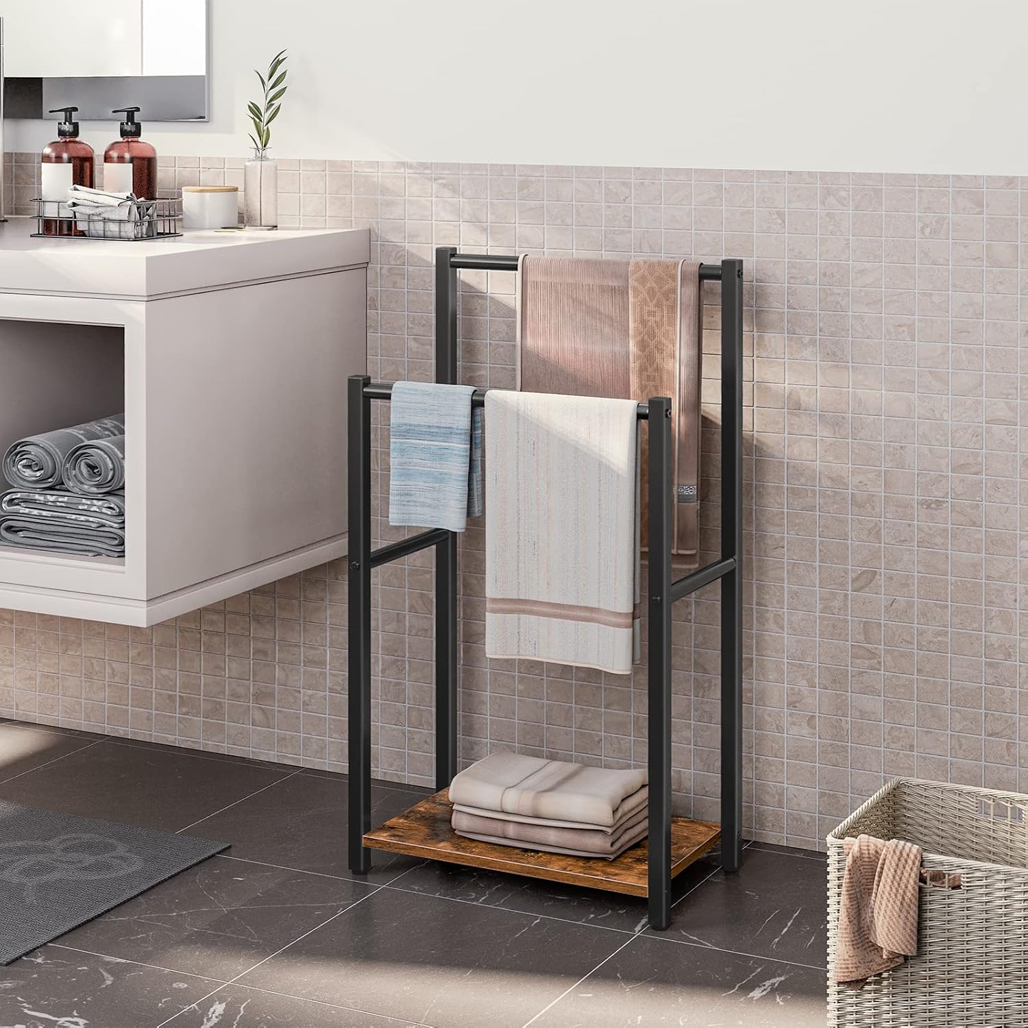 2‑Tier Freestanding Bathroom Towel Rack