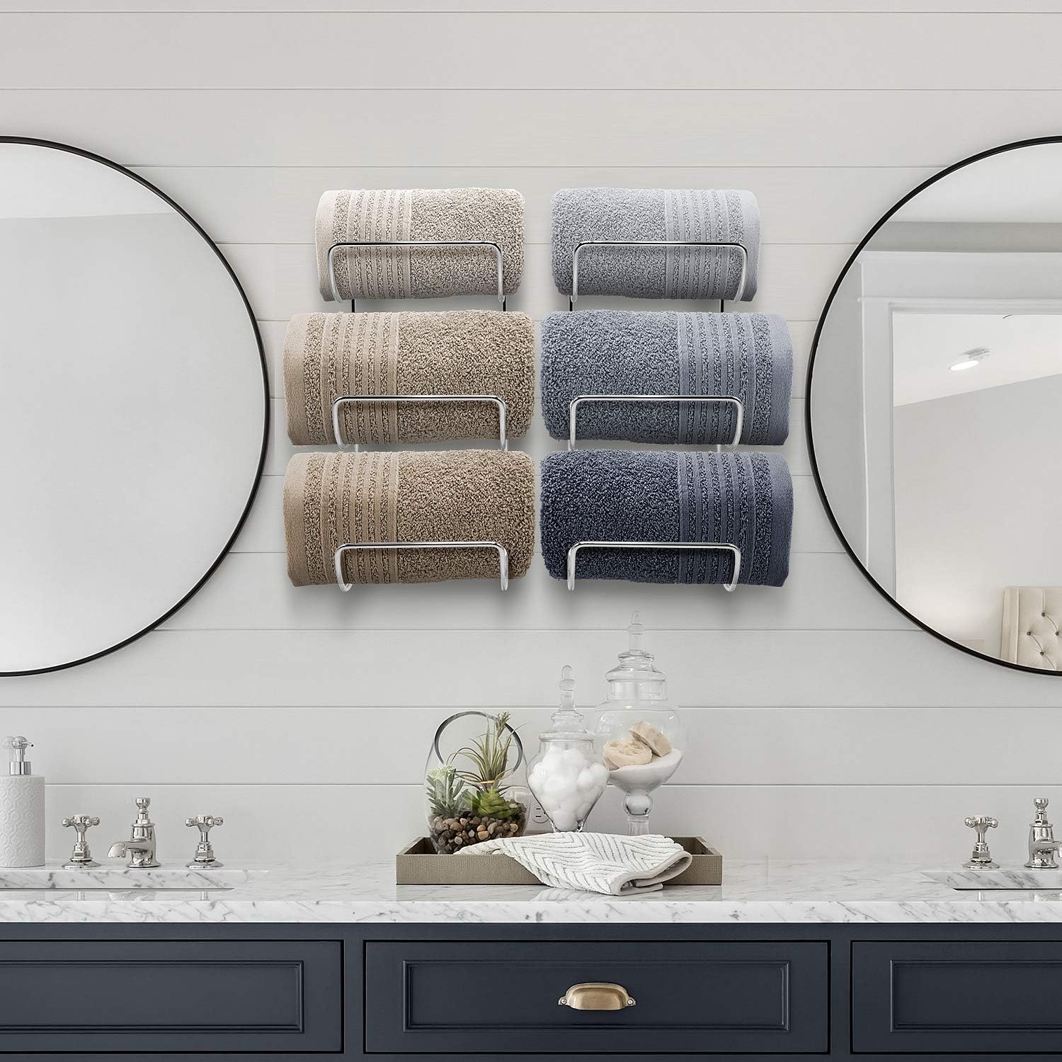 Wall‑Mounted Multi‑Hook Bathroom Towel Rack