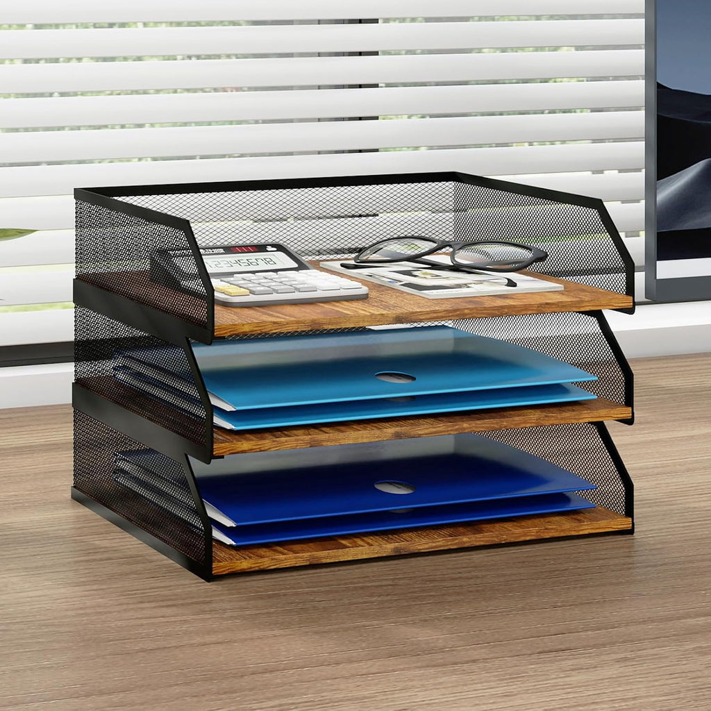3‑Tier Mesh Desktop Paper Organizer