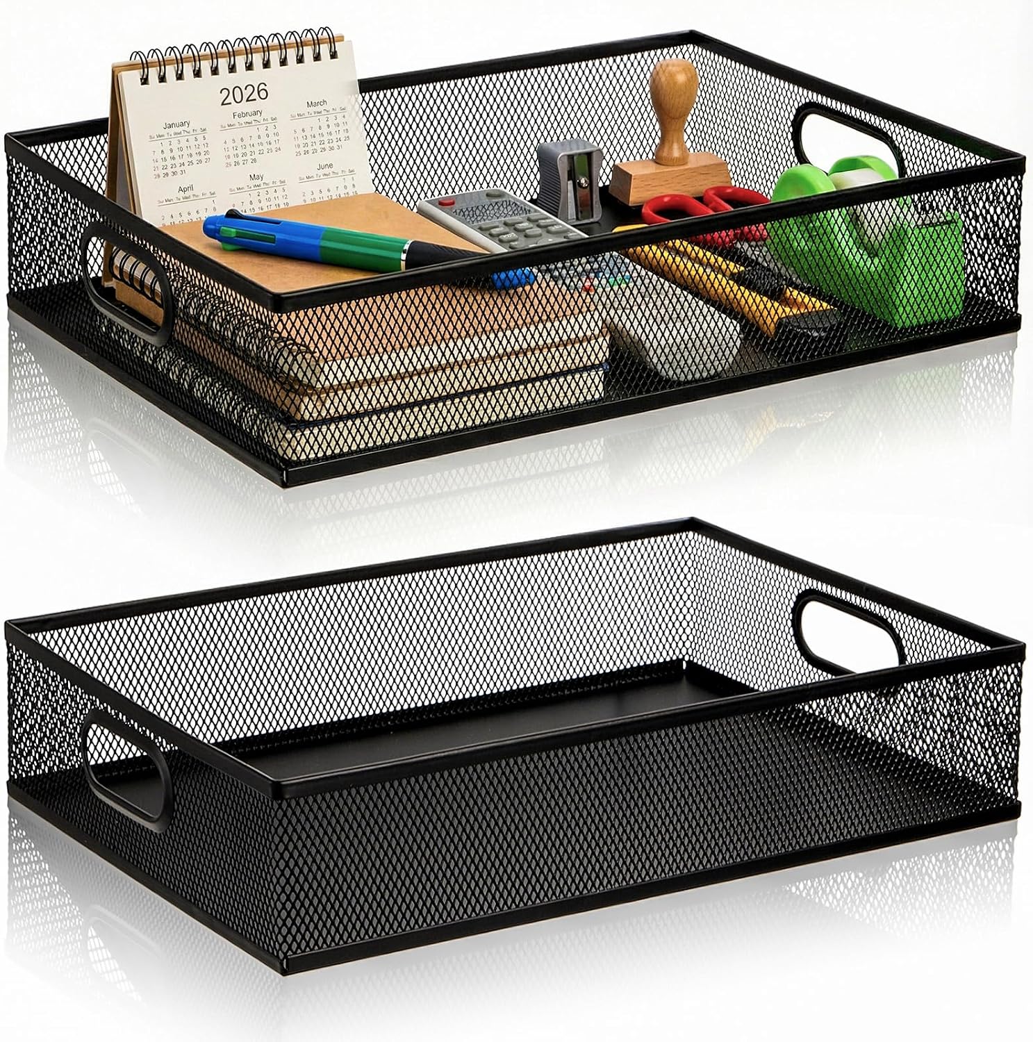 Metal Mesh Desktop Storage Tray Set